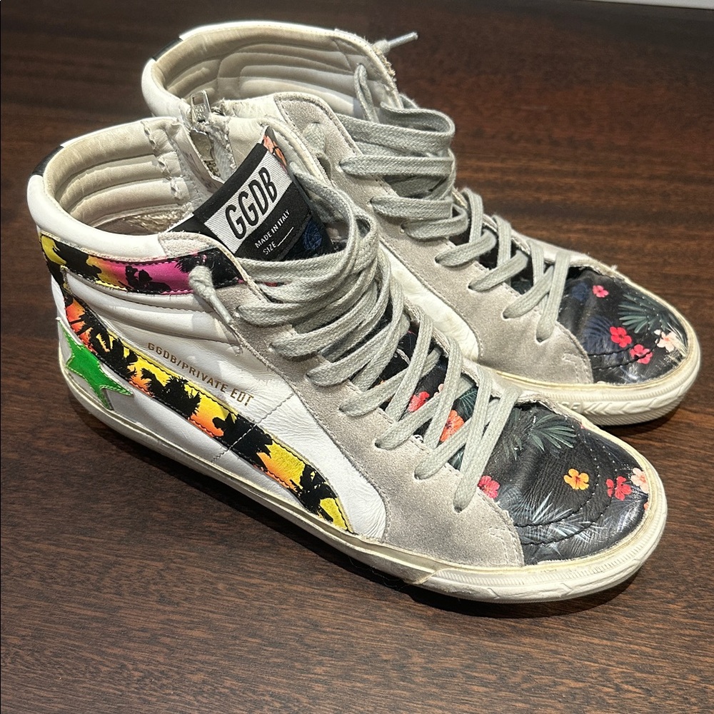 Golden Goose High-Top Sneakers with Colorful Accents